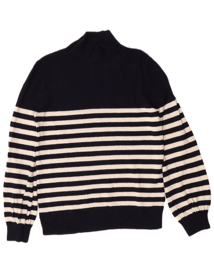 WHISTLES Damski sweter z golfem UK 10 w małe granatowe paski