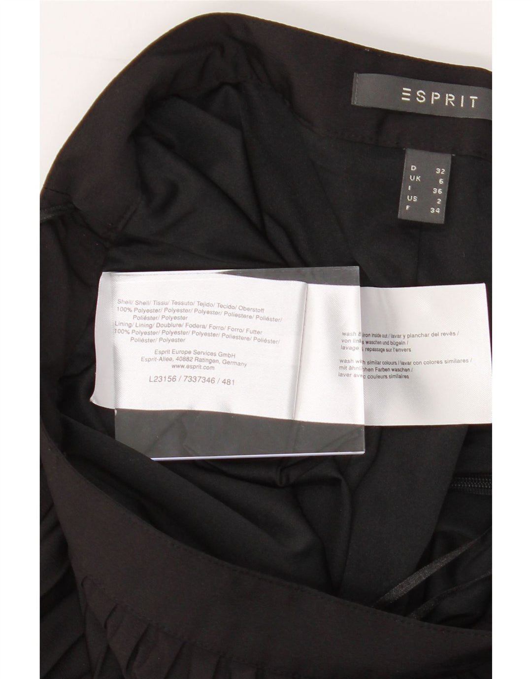 ESPRIT Womens Pleated Skirt UK 6 XS W24 Black Polyester Vintage Esprit and Second-Hand Esprit from Messina Hembry 