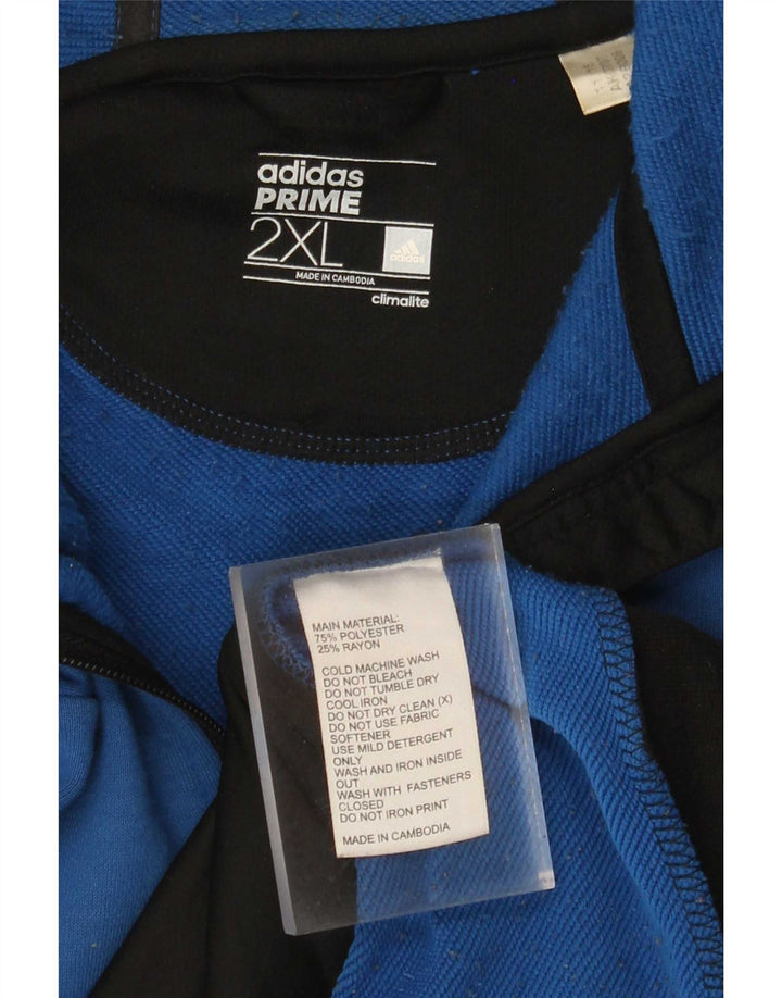 Adidas Męski sweter z kapturem Climalite Zip 2XL Niebieski poliester z blokami kolorów