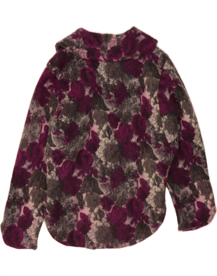 VINTAGE Womens 2 Button Blazer Jacket IT 42 Medium Burgundy Floral Vintage Vintage and Second-Hand Vintage from Messina Hembry 