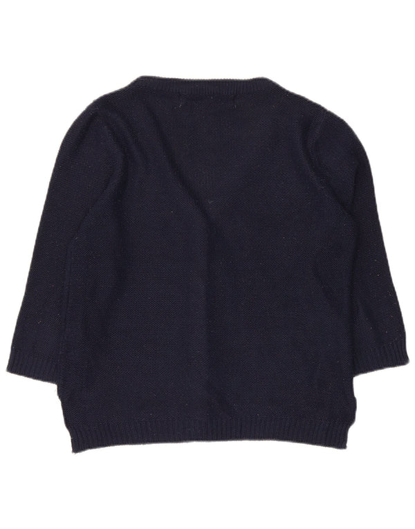 Damski sweter rozpinany z rękawem 3/4 Zara UK 12 Średni granatowy akryl