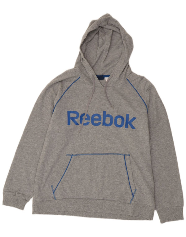 Męska bluza z kapturem Reebok z grafiką XL, szara, nakrapiana bawełna