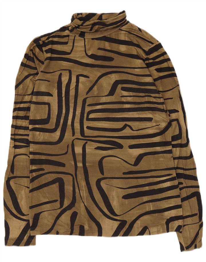 Damski top Jigsaw z długim rękawem UK 10 Small Brown Geometryczna Wiskoza
