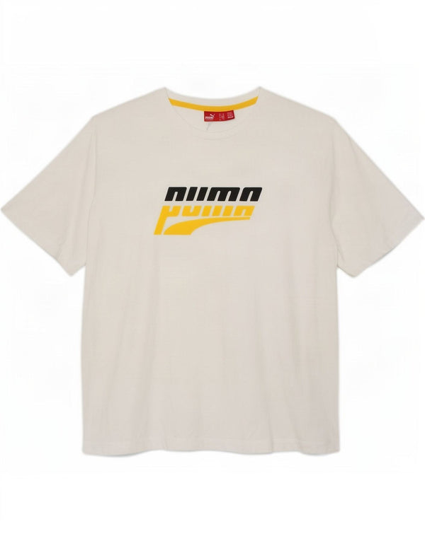 Męska koszulka z grafiką Puma, góra XL, biała bawełna