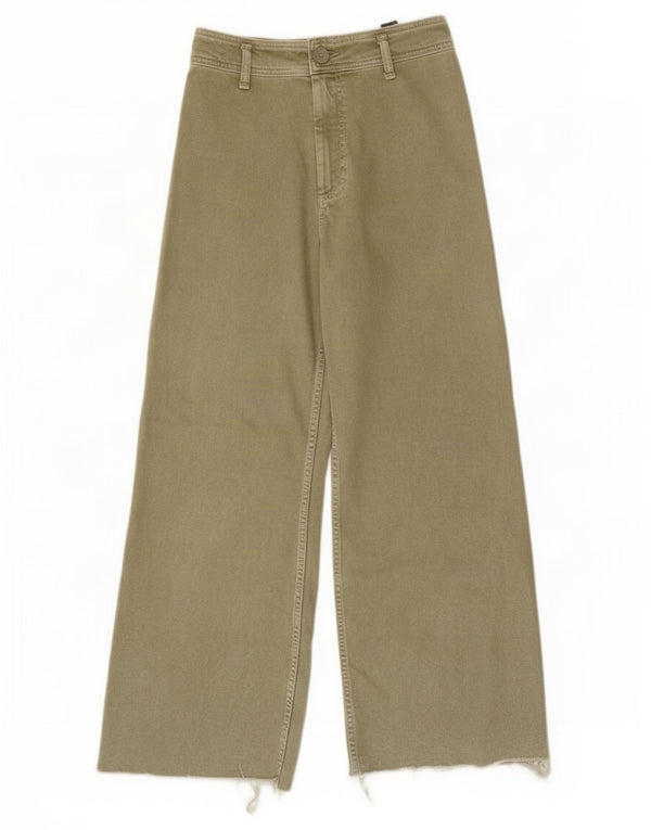 Damskie jeansy Zara z wysokim stanem i szeroką nogawką EU 40 Medium W30 L29, bawełna khaki