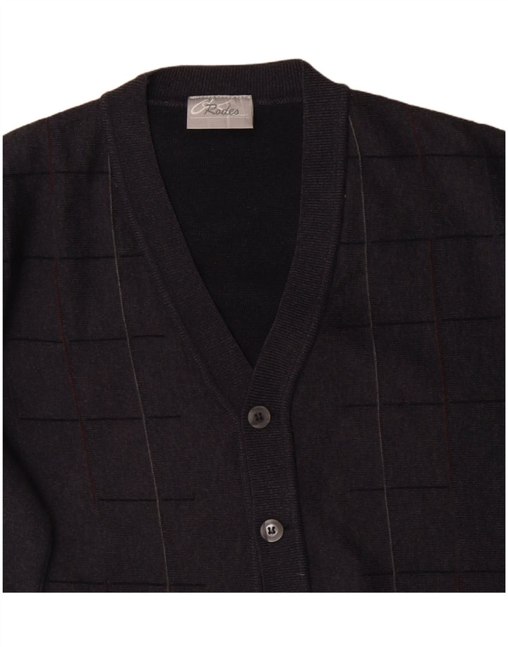 Męski sweter RODES, duży, szary, wełniany w kratę