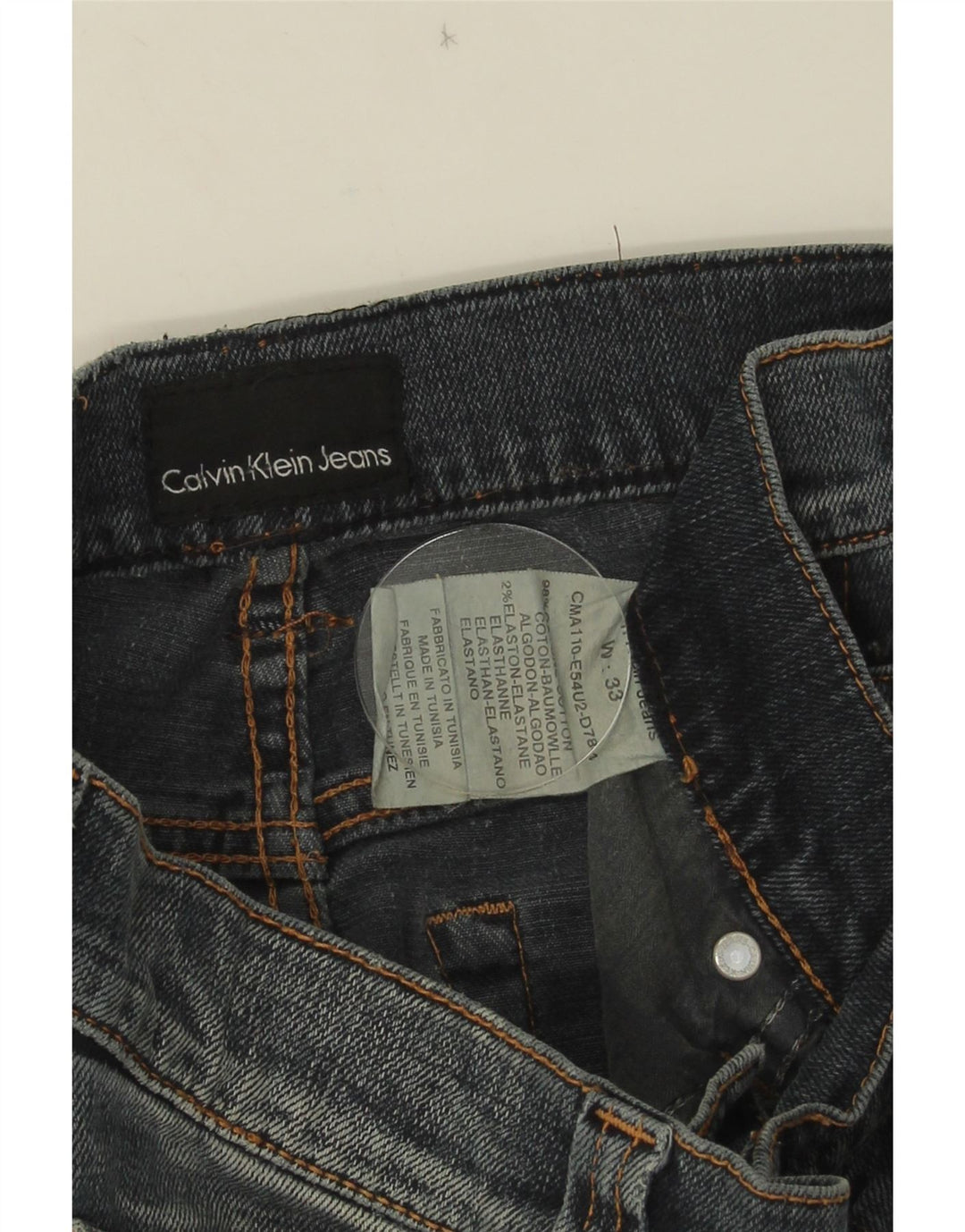 Męskie proste dżinsy Calvin Klein W33 L28 Niebieskie bawełniane