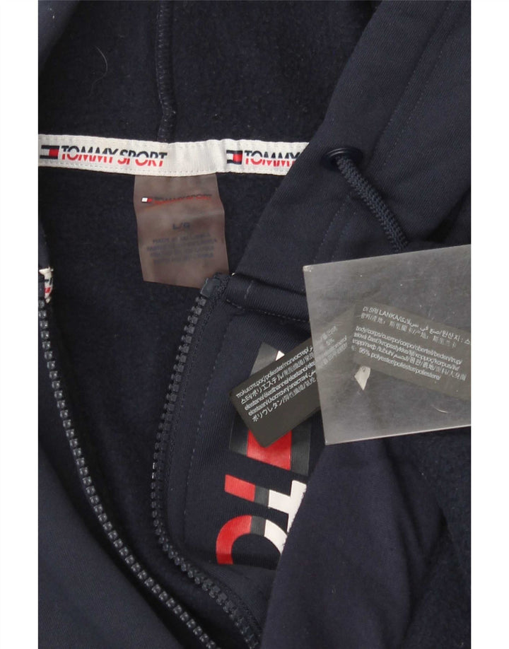 Męski sweter z kapturem i zamkiem błyskawicznym Tommy Hilfiger, duży granatowy poliester