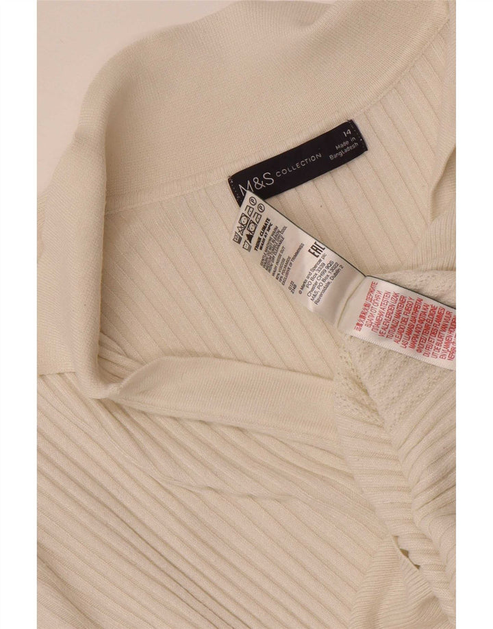 Damski sweter polo Marks & Spencer UK 14 Średnio-biała wiskoza