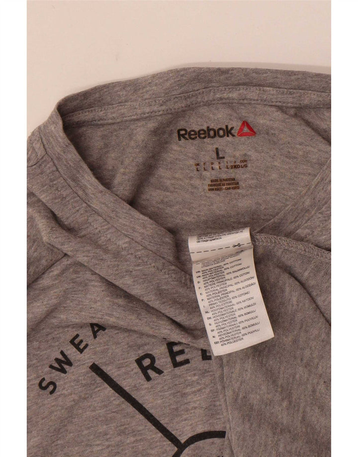 Męski T-shirt Reebok z grafiką, duży, szary, bawełniany