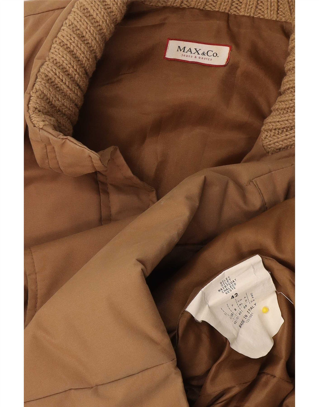 Damska kamizelka oversize Max & Co. z wyściełaną wkładką UK 10, mała, beżowa, bawełniana