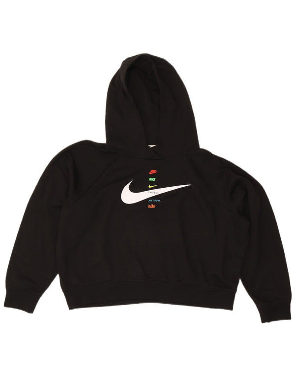 Damska bluza z kapturem Nike Swoosh Graphic, oversize, UK 14, duża, czarna