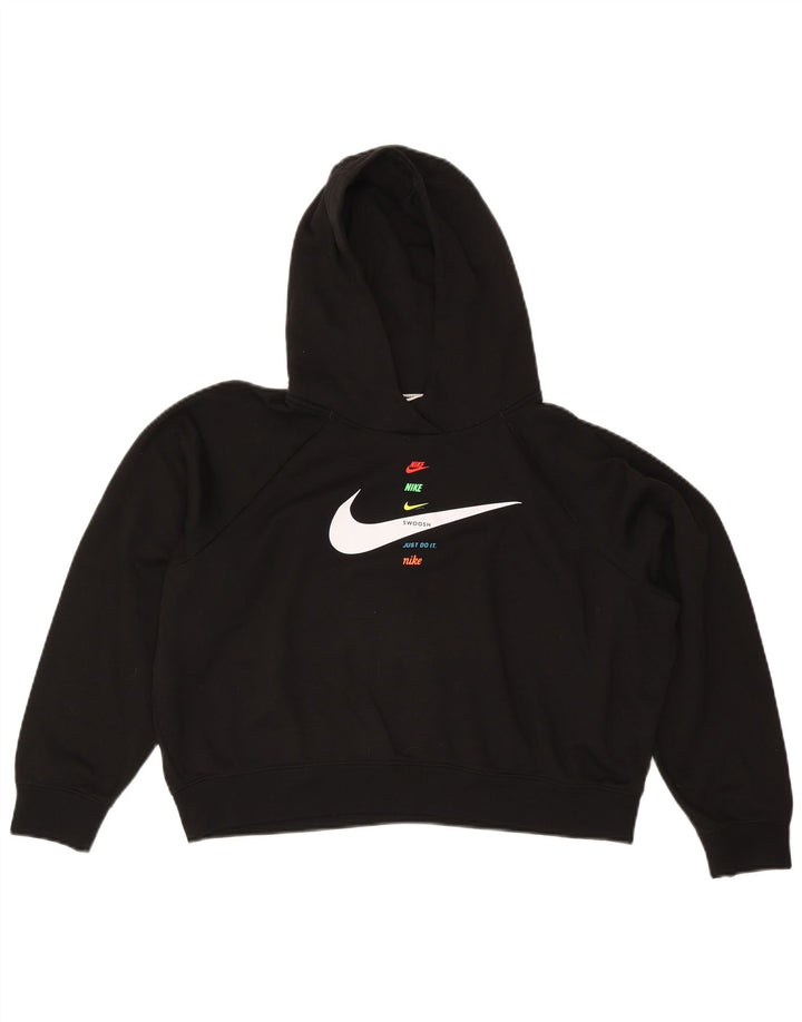 Damska bluza z kapturem Nike Swoosh Graphic, oversize, UK 14, duża, czarna