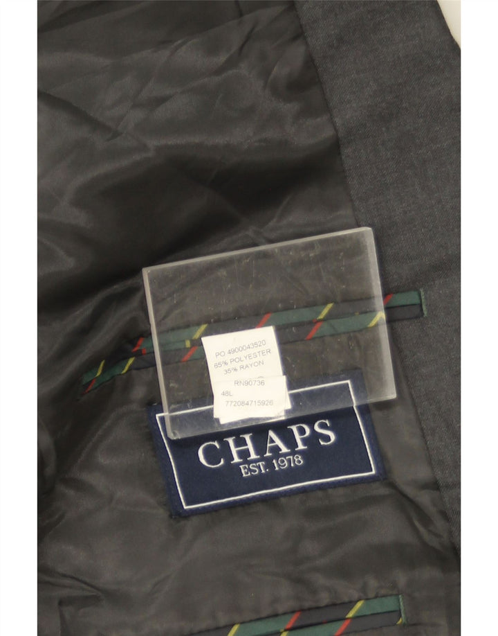 Męska marynarka zapinana na 2 guziki Chaps UK 48 4XL Szary poliester