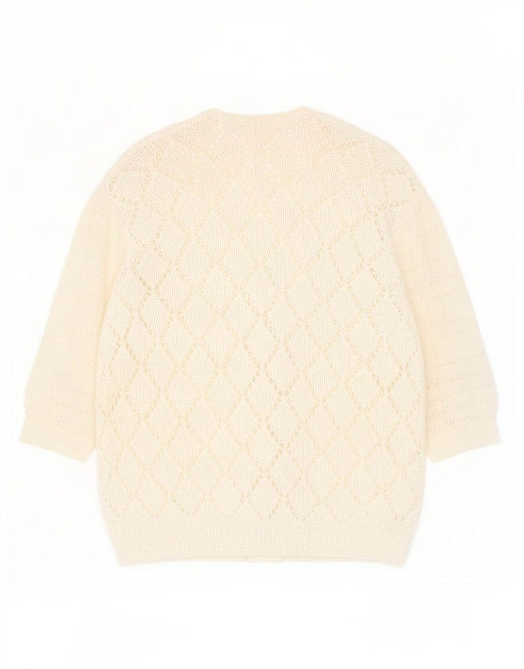 Sweter damski w stylu vintage, prześwitujący sweter UK 14, średni, biały, nakrapiany