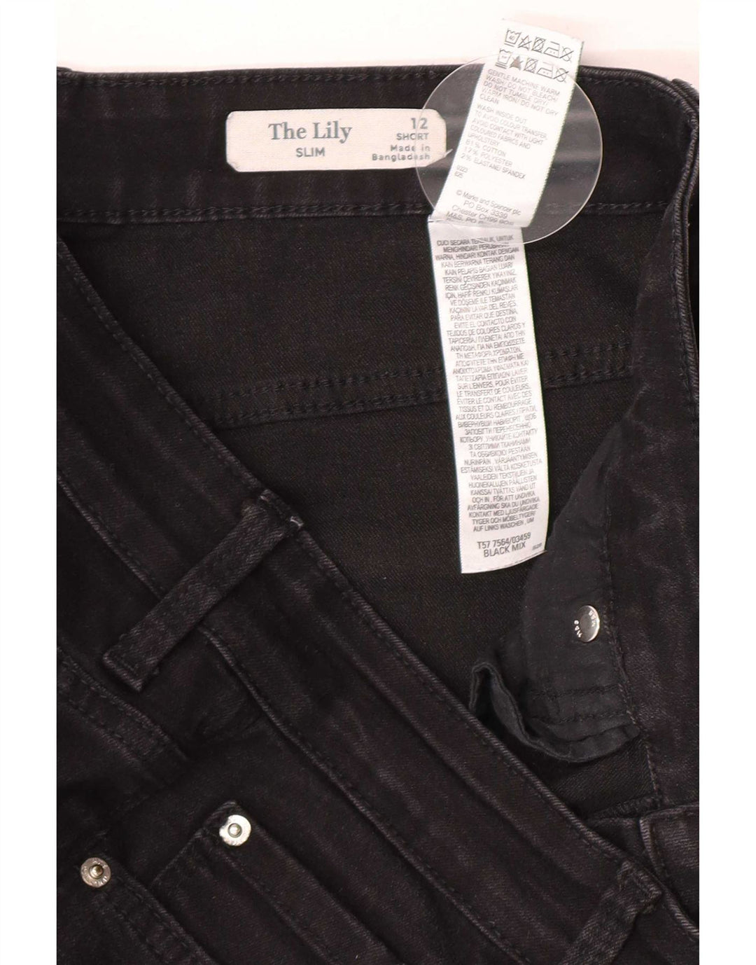 Marks & Spencer Damskie The Lily Slim Jeans UK 12 Medium W30 L27 Czarne