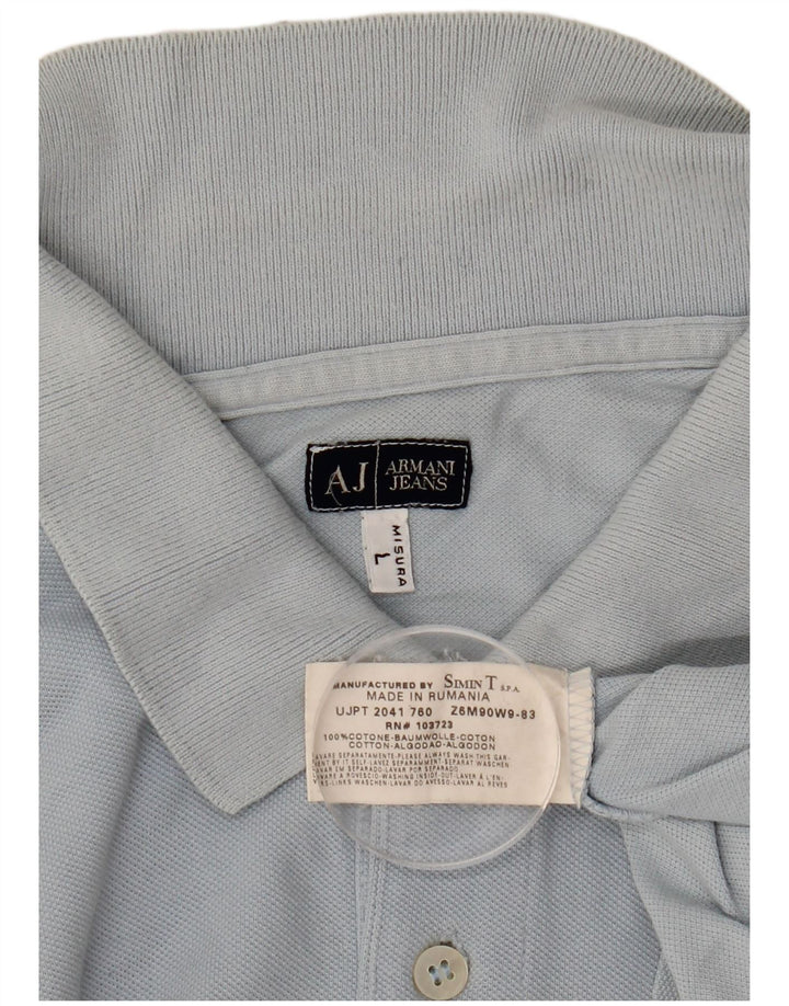 Męska koszulka polo Armani, duża, niebieska, bawełniana