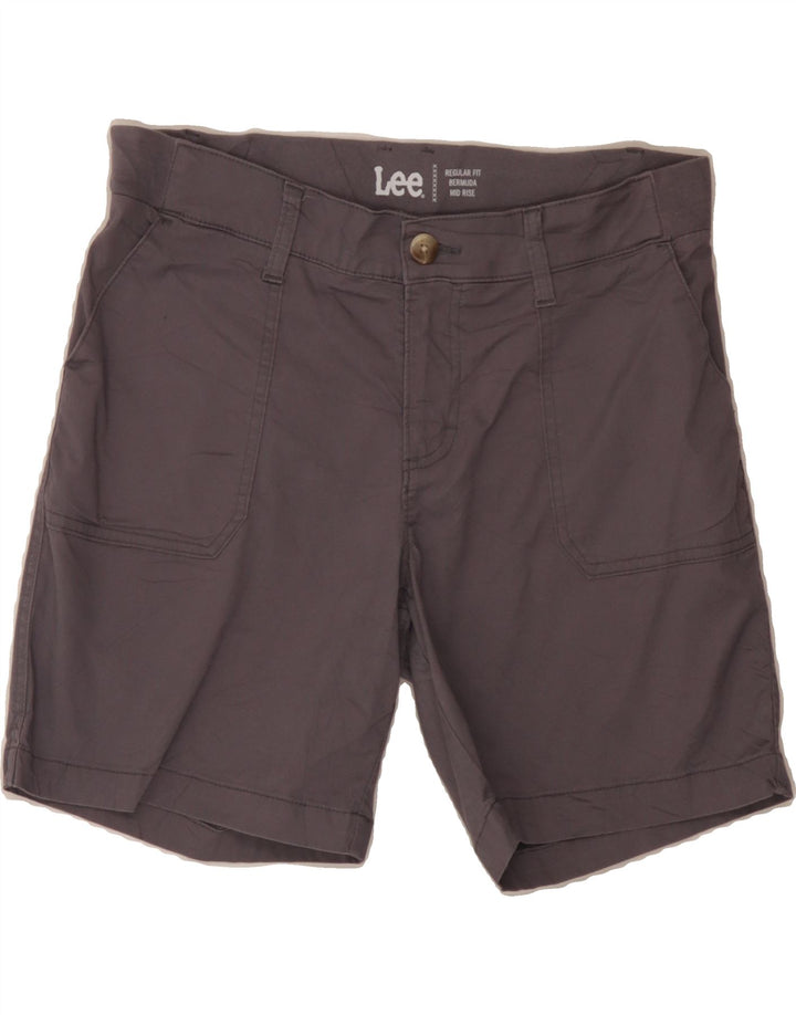 LEE Womens Mid Rise Regular Bermuda Shorts US 8 Medium W34 Grey Cotton Vintage Lee and Second-Hand Lee from Messina Hembry 