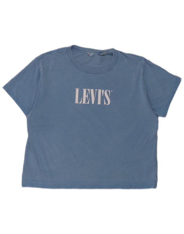 Damska koszulka z grafiką Levi's Top UK 14, średnia niebieska bawełna