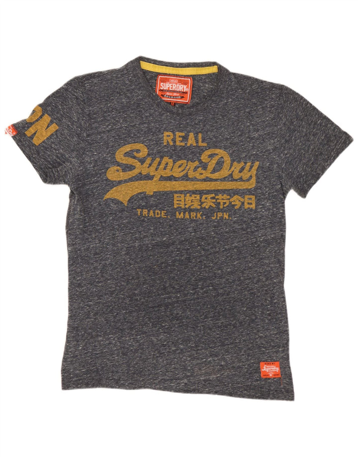 Męski T-shirt SUPERDRY z grafiką, średnioszary, bawełniany w cętki