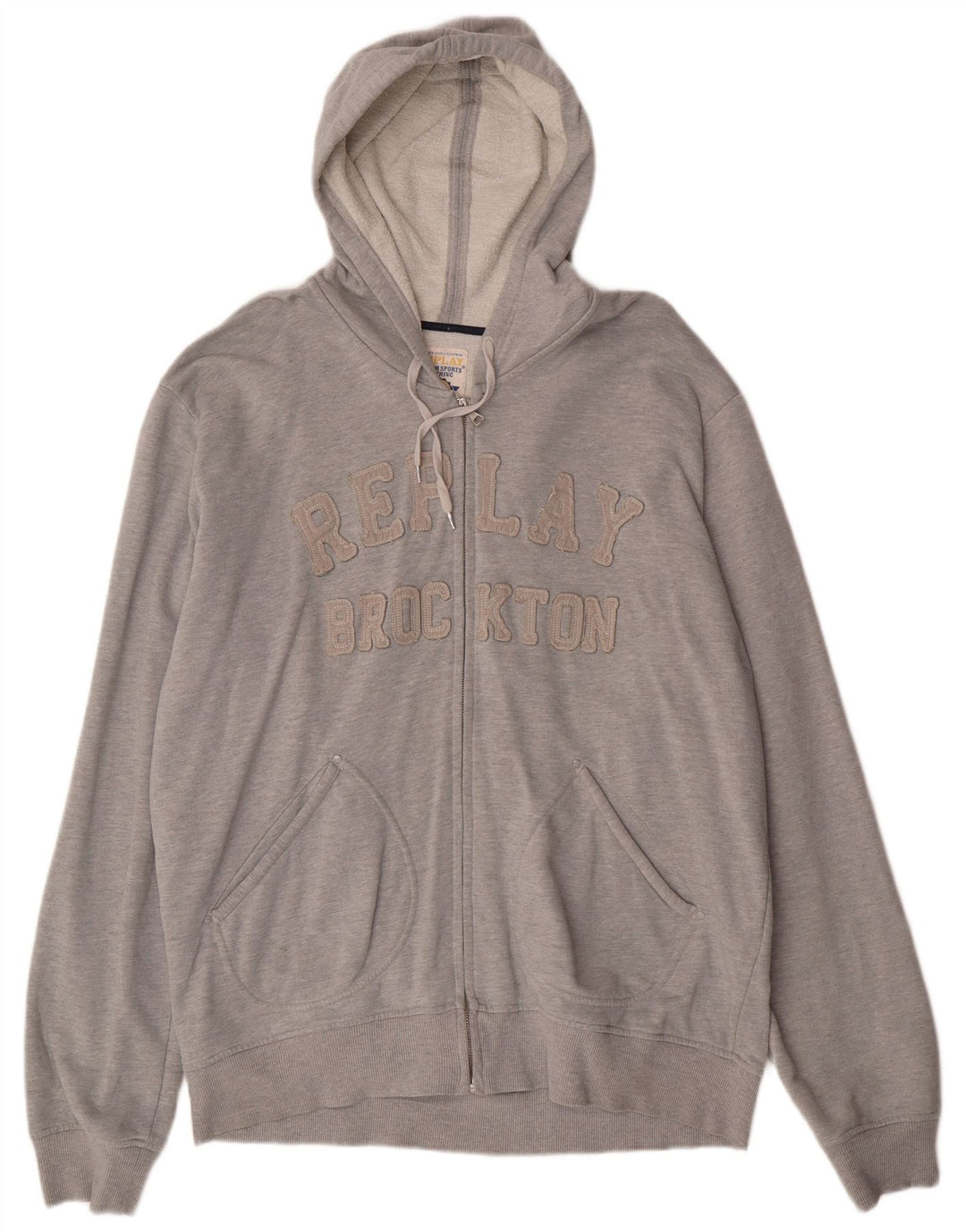 Męski sweter z kapturem i zamkiem błyskawicznym Replay 2XL, szara bawełna