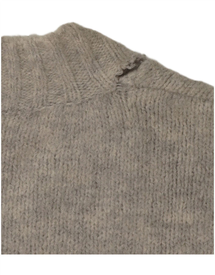 Sweter damski Zara Oversize z dekoltem w kształcie litery V, UK 10, mały, szary, akrylowy