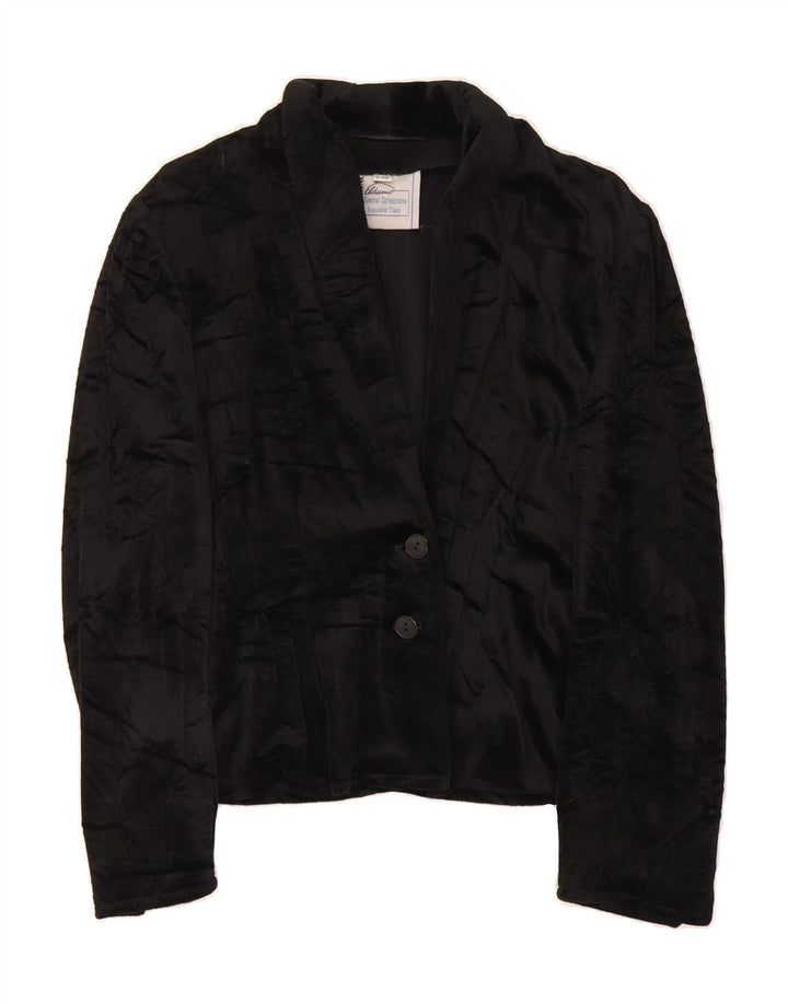 VINTAGE Womens 2 Button Blazer Jacket UK 12 Medium Black Vintage Vintage and Second-Hand Vintage from Messina Hembry 