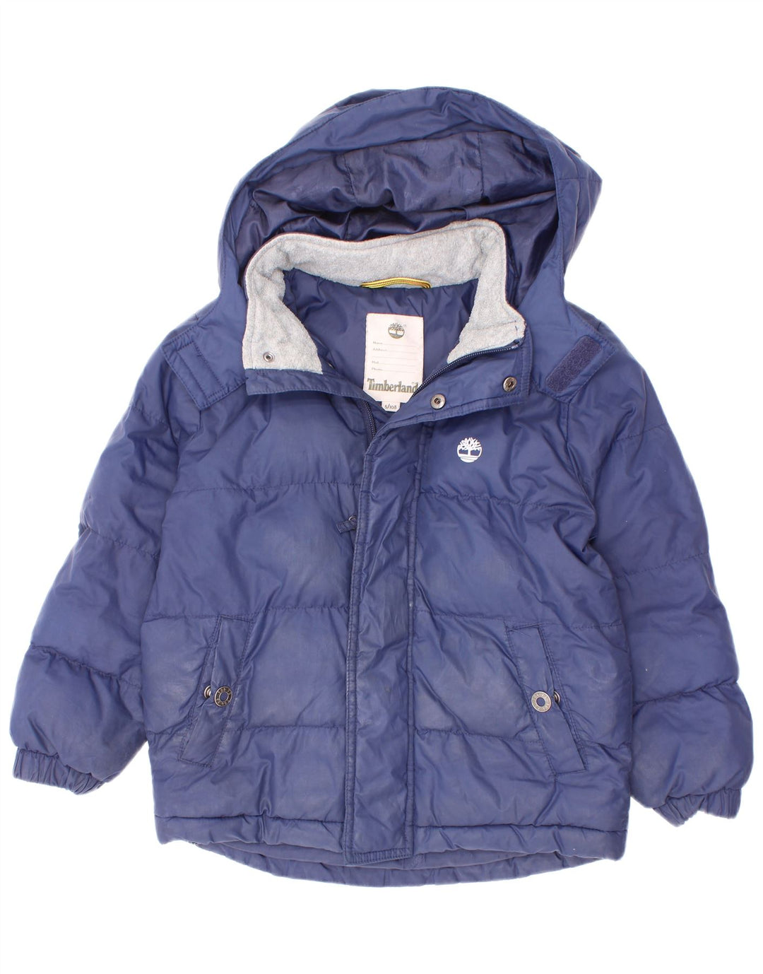 Wyściełana kurtka chłopięca z kapturem Timberland 4-5 lat, granatowa, poliester