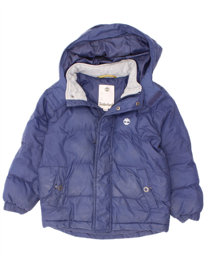 Wyściełana kurtka chłopięca z kapturem Timberland 4-5 lat, granatowa, poliester