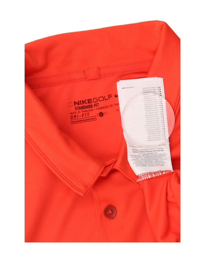 Męska koszulka polo Nike Dri Fit, duża, pomarańczowa, poliestrowa z blokami kolorów
