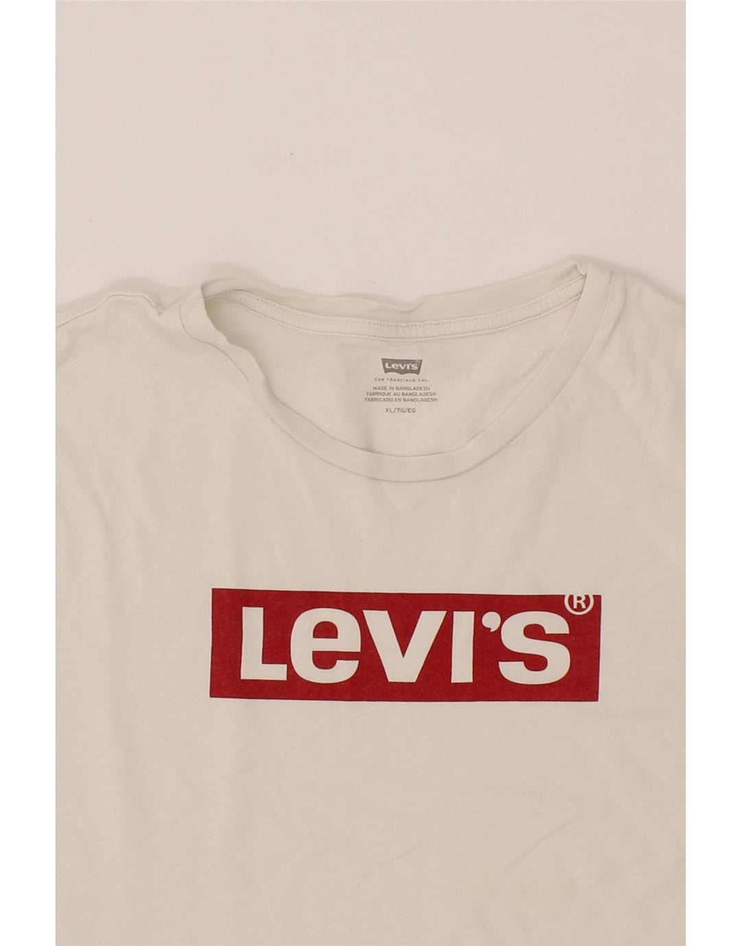 LEVI'S Mens Graphic T-Shirt Top XL White Cotton Vintage Levi's and Second-Hand Levi's from Messina Hembry 