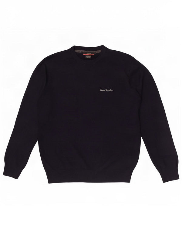 Męski sweter z okrągłym dekoltem Pierre Cardin, mały, granatowy, akrylowy