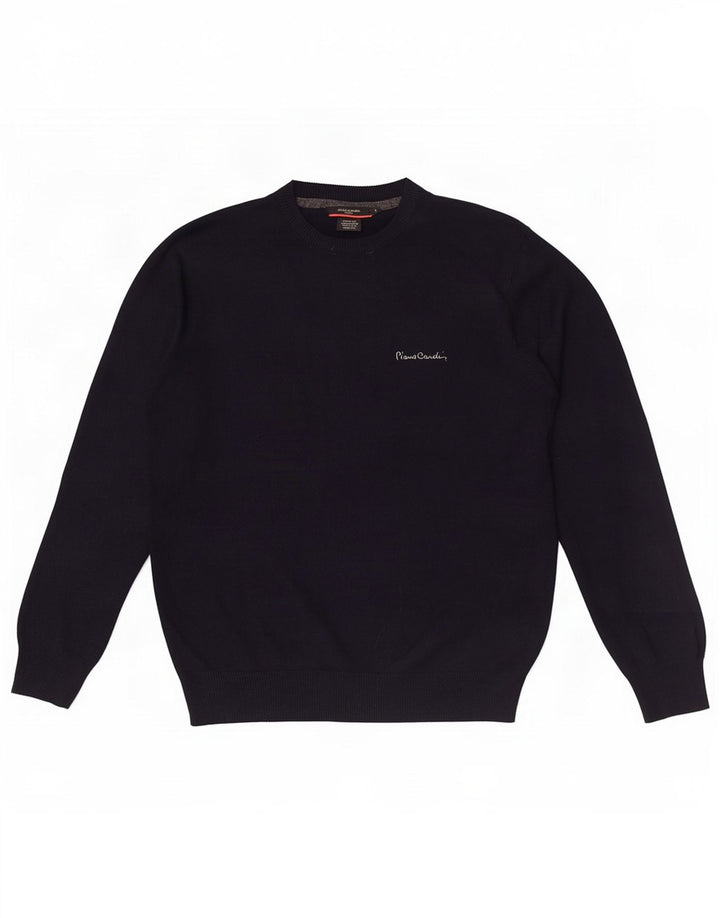 Męski sweter z okrągłym dekoltem Pierre Cardin, mały, granatowy, akrylowy
