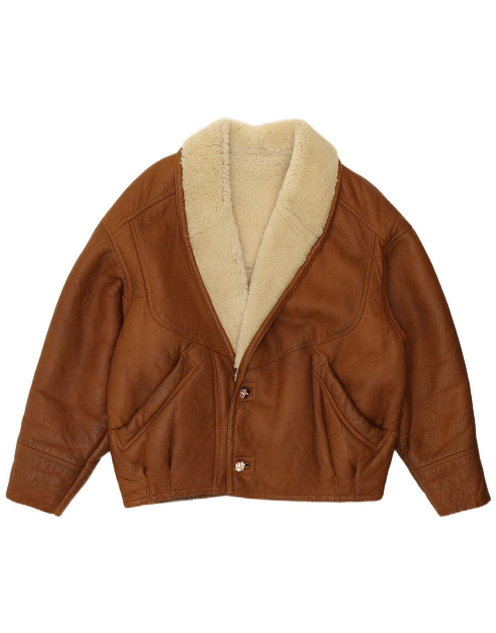 Vintage męska kurtka Shearling UK 38 Średni brązowy Shearling