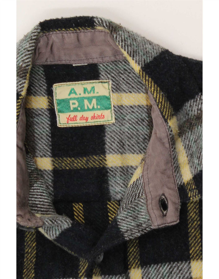 Vintage męska koszula flanelowa w dużą czarną kratkę