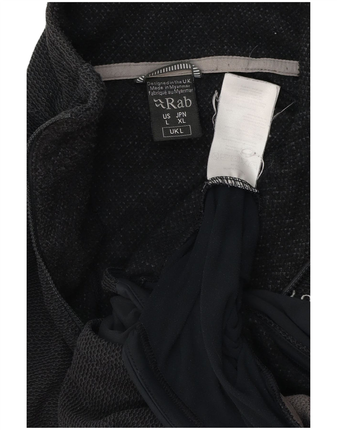 Męski sweter RAB z zamkiem błyskawicznym, duży, czarny poliester z blokami kolorów