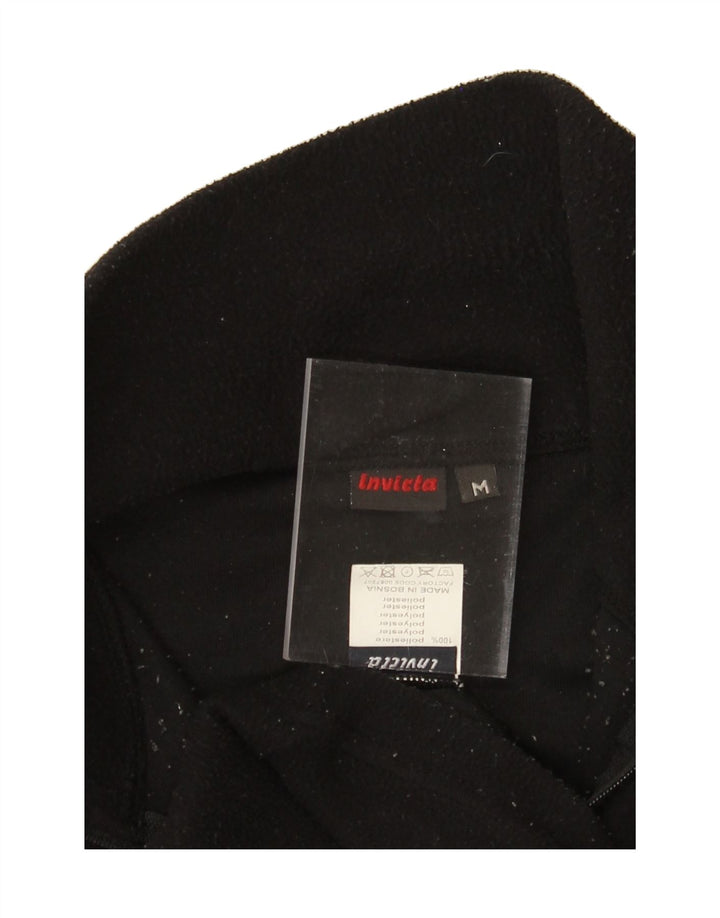 INVICTA Womens Zip Neck Fleece Jumper UK 14 Medium Black Polyester Vintage Invicta and Second-Hand Invicta from Messina Hembry 