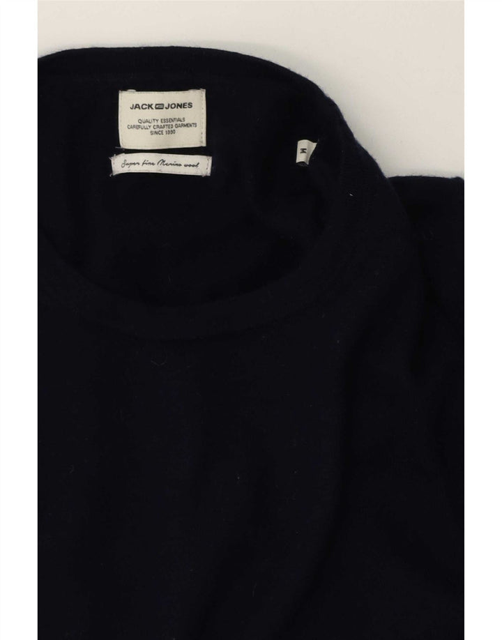 Męski sweter Jack & Jones z okrągłym dekoltem, średni granat, wełna merynosów