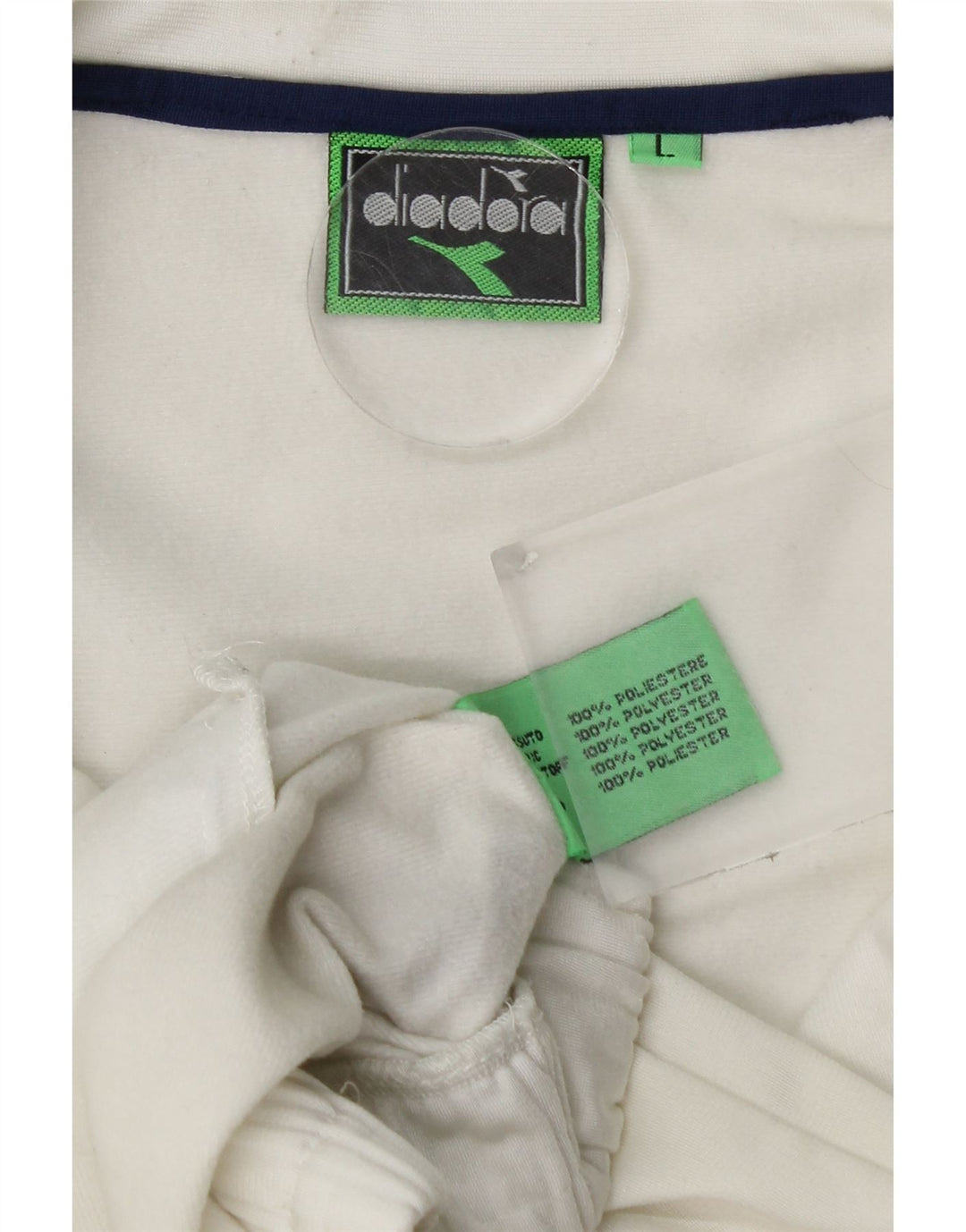 Męska kurtka dresowa DIADORA z grafiką, duża, biała, z blokami kolorów