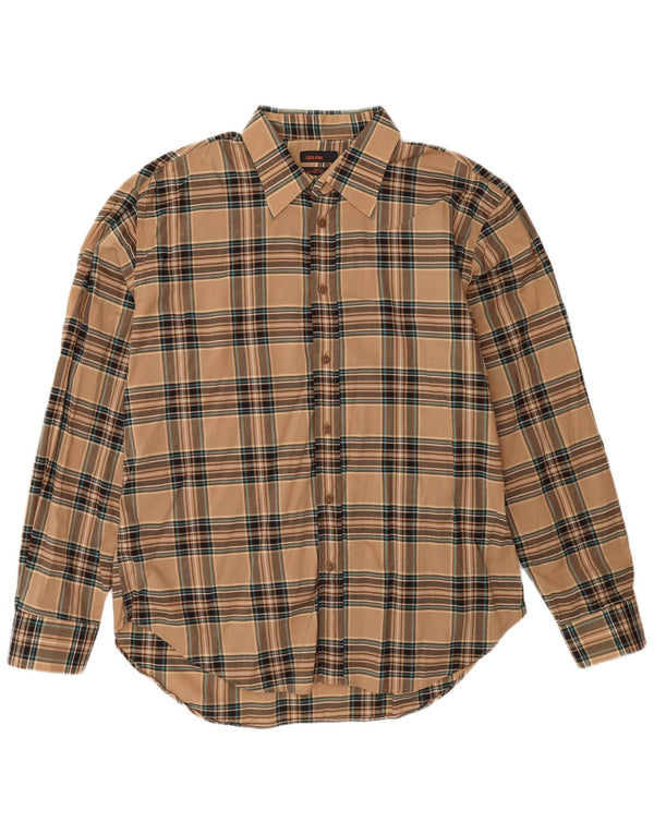 Zara Mens Shirt 2XL Beige Plaid Cotton
