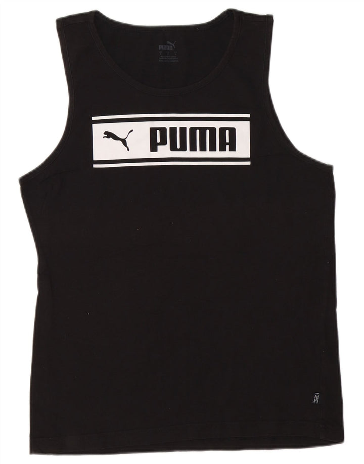 Męska kamizelka z grafiką Puma, mała, czarna, bawełniana