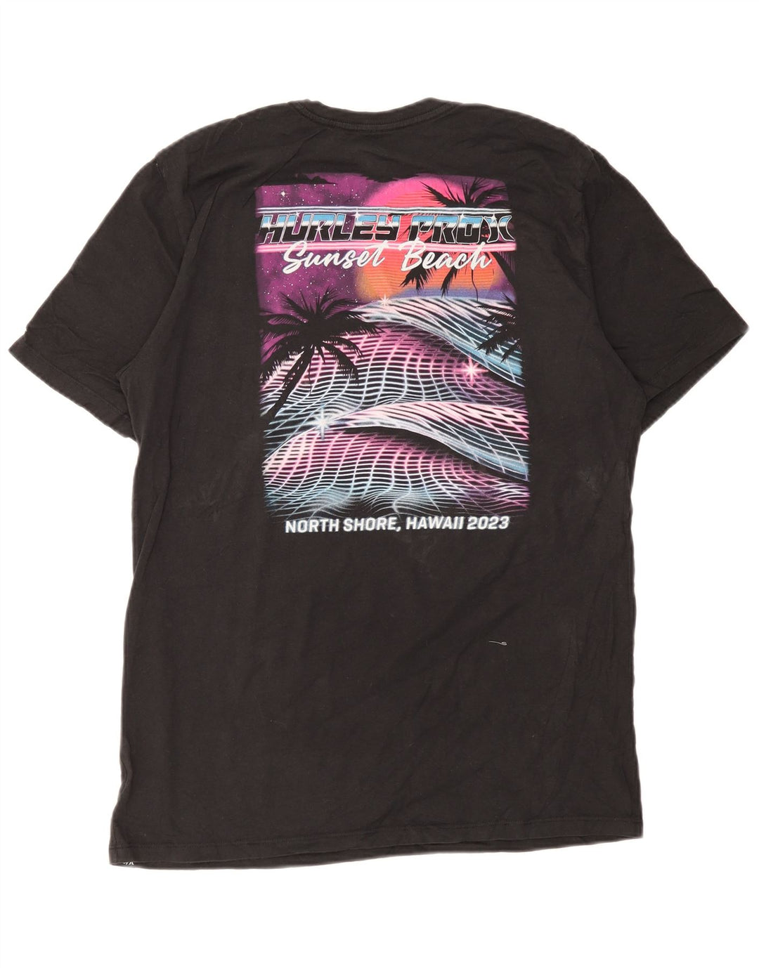 Męski T-shirt z grafiką Hurley, duży, czarny, bawełniany