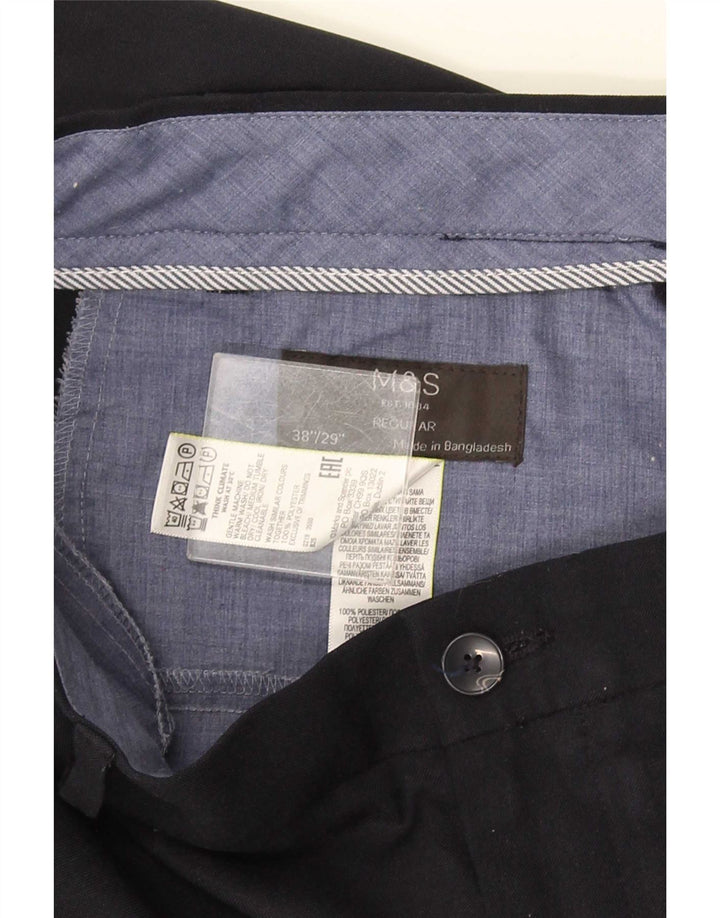 Męskie spodnie Chino Regular Marks & Spencer W38 L29 Granatowy poliester