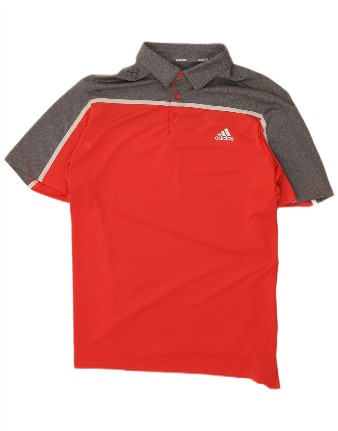 Męska koszulka polo Adidas, duża, czerwona, poliestrowa z blokami kolorów