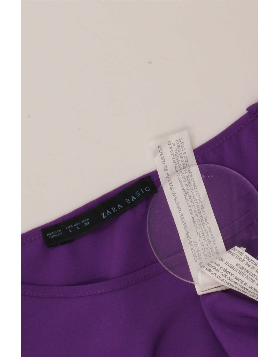 Damski top Zara z rękawem 3/4, UK 16, duży, fioletowy poliester