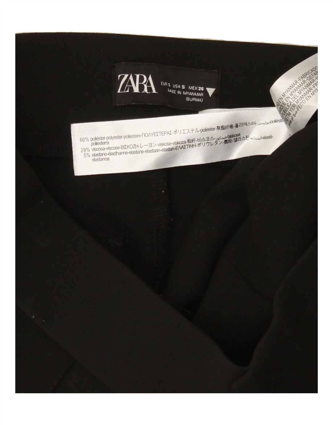 ZARA Womens Bootcut Casual Trousers Small W26 L26 Black Polyester Vintage Zara and Second-Hand Zara from Messina Hembry 
