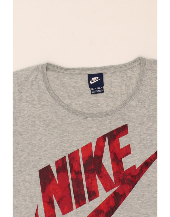 NIKE Womens Oversized Crop Graphic T-Shirt Top UK 6 XS Grey Polyester Vintage Nike and Second-Hand Nike from Messina Hembry 