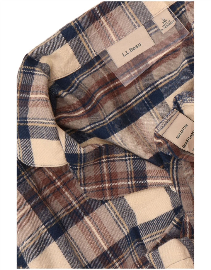 Damska koszula flanelowa oversize L.L.Bean UK 10 w małą beżową kratkę