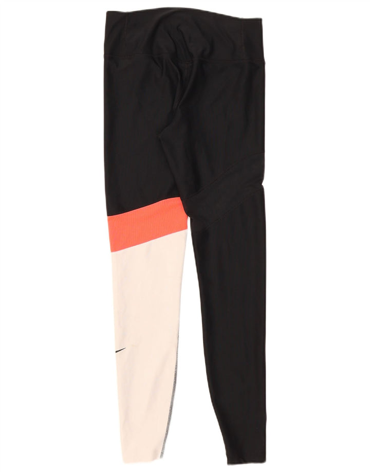 Damskie legginsy Nike Dri Fit UK 10, mały, czarny, poliestrowy blok kolorów