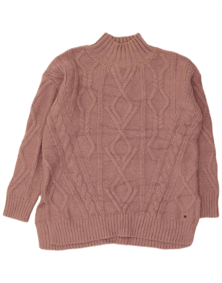 Damski sweter oversize Fat Face z golfem UK 10, mały różowy